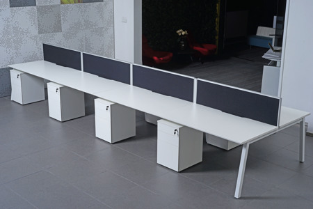 Value Bench 1400mm Wide Back to Back Add-on Desk White Top White Leg